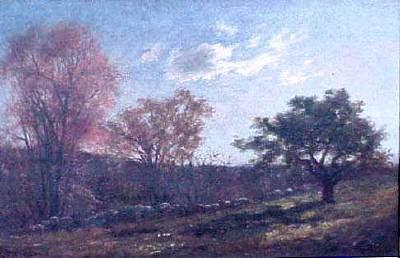 Charles Furneaux Landscape with a Stone Wall, oil painting of Melrose, Massachusetts by Charles Furneaux